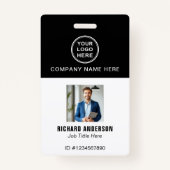 Sleek Modern Employee Photo Name QR Code ID バッジ (正面)