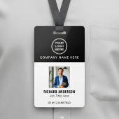 Sleek Modern Employee Photo Name QR Code ID バッジ