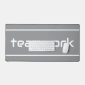 Sleek Modern White TEAMWORK Stripes On Light Gray デスクマット (キーボード&マウス)