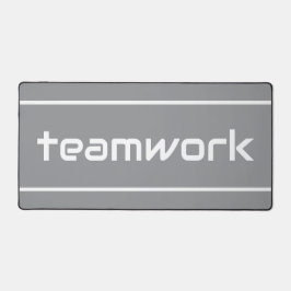 Sleek Modern White TEAMWORK Stripes On Light Gray デスクマット