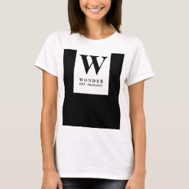Sleek Newly Wed Monogram | Black Minimalist Weddin Tシャツ