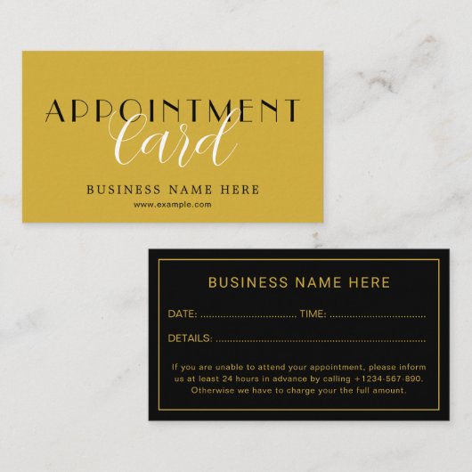 Sleek Professional Appointment Card for Scheduling 予約カード (正面/裏面)