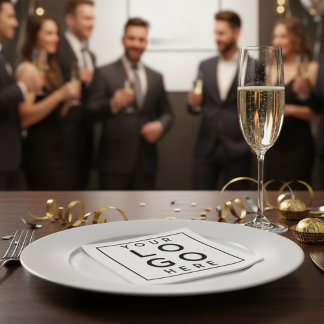 Sleek Professional Black Square Corporate Logo スタンダードカクテルナプキン