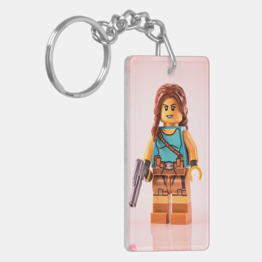 "Sleek Rectangle Keychain – Minimalist Design with キーホルダー (正面左)