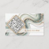 Sleek Sage Gold Marble Modern Realtor Logo QR Code 名刺 (裏面)