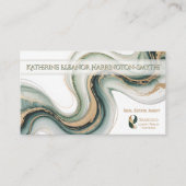 Sleek Sage Gold Marble Modern Realtor Logo QR Code 名刺 (正面)