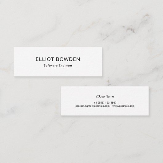 Sleek Simple Design Personalized Calling Card コーリングカード (正面/裏面)