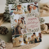 Sleek Soft Pink 5-Photo Cheerful Holiday Card シーズンカード