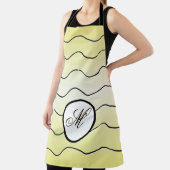Sleek Wavy Lines Family Initial Butter Yellow エプロン (インサイチュ)