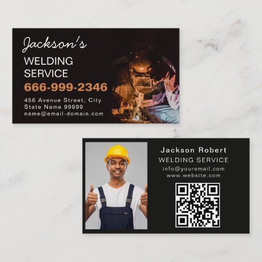 Sleek Welder Welding Metal Fabricator Metalwork 名刺 (正面/裏面)