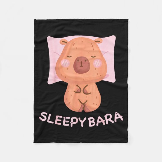 Sleeng Capybara Pajamas Nightgown Sleepybara Roden フリースブランケット (正面)