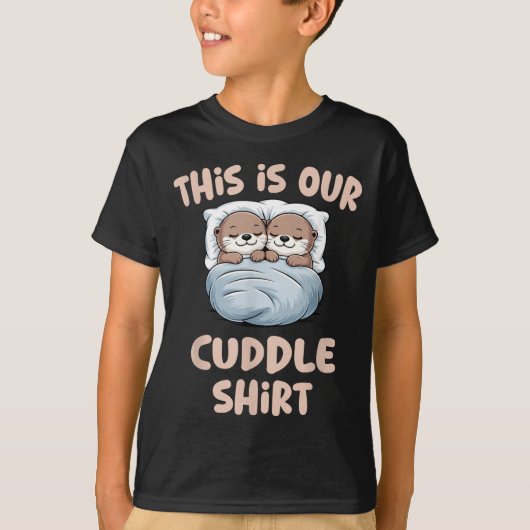 Sleeng Otter Couple This Is Our Cuddle Tシャツ (正面)