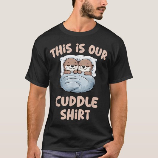 Sleeng Otter Couple This Is Our Cuddle Tシャツ (正面)