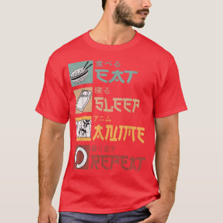 Sleep 食べ Anime Repeat  - Anime BakaかわいいJapanes Tシャツ