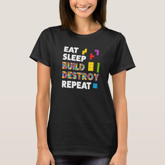 Sleep 食べ Build Destroy Repeat Briks Builder Boys Tシャツ (正面)