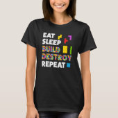 Sleep 食べ Build Destroy Repeat Briks Builder Boys Tシャツ (正面)