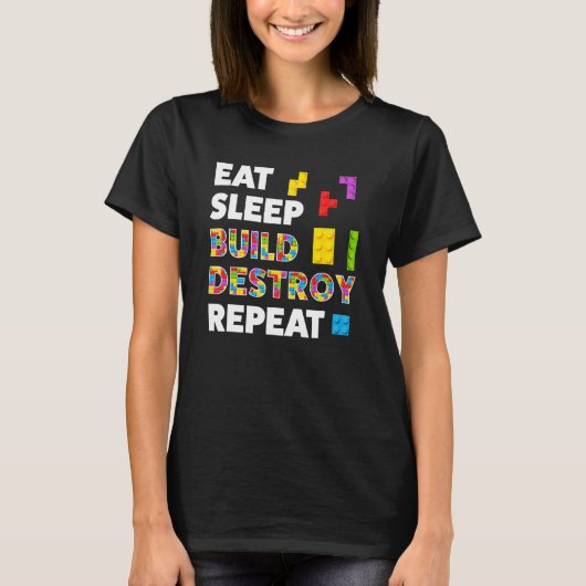 Sleep 食べ Build Destroy Repeat Briks Builder Boys Tシャツ (正面)