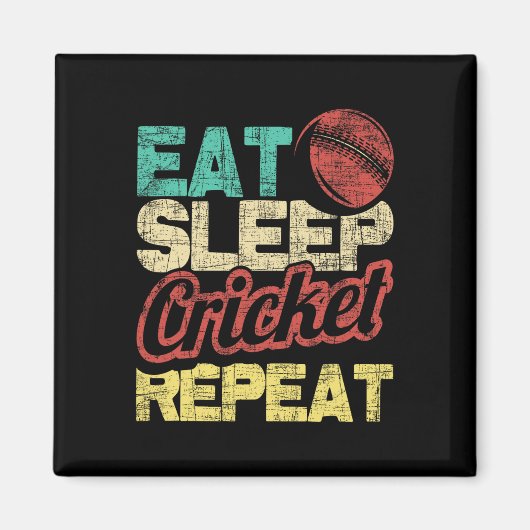 Sleep 食べ Cricket Repeat - Cricketer Tsman Tting B マグネット (正面)