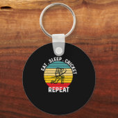 Sleep 食べ Cricket Repeat Sports Cricket Fan, Lover キーホルダー (正面)