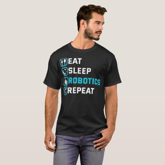 Sleep 食べ Robotics Repeat Robots Engineer Cyborg Tシャツ (正面フル)