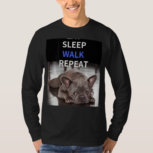SLEEP 食べ WALK REPEATブルドッグバックロゴショートスレー Tシャツ (正面)
