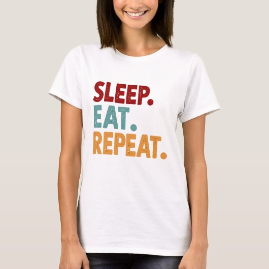 Sleep 食べRepeatとおもしろい Iimm Tシャツ (正面)