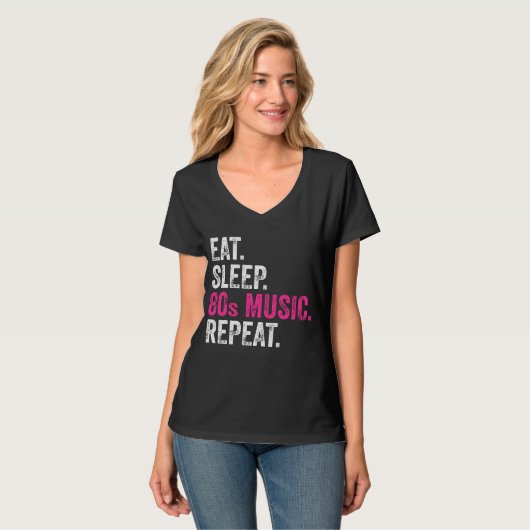 Sleep 80s食べ Music Repeat Tシャツ (正面フル)