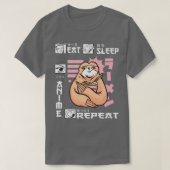 SLEEP ANIME食べ REPEAT SLOTH JAPAN RAMEN 日本の Tシャツ (デザイン正面)