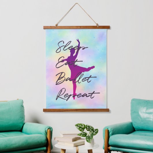 Sleep Eat Ballet Repeat ハンギングタペストリー – レインボー 吊り下げ型タペストリー (リビング)