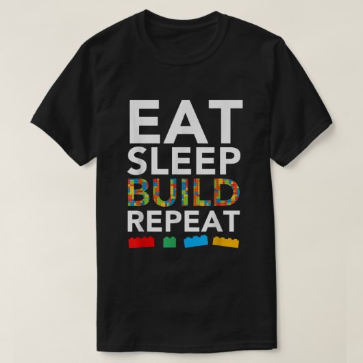 Sleep Eat Build Repeat Building Blocks Bricks Mast Tシャツ (デザイン正面)