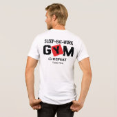 Sleep Eat Work Gym Repeat タイポグラフィデザイン トライブレンドＴシャツ (裏面全面)