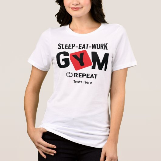 Sleep Eat Work Gym Repeat タイポグラフィデザイン トライブレンドTシャツ (正面)
