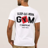 Sleep Eat Work Gym Repeat タイポグラフィデザイン Tシャツ (裏面)