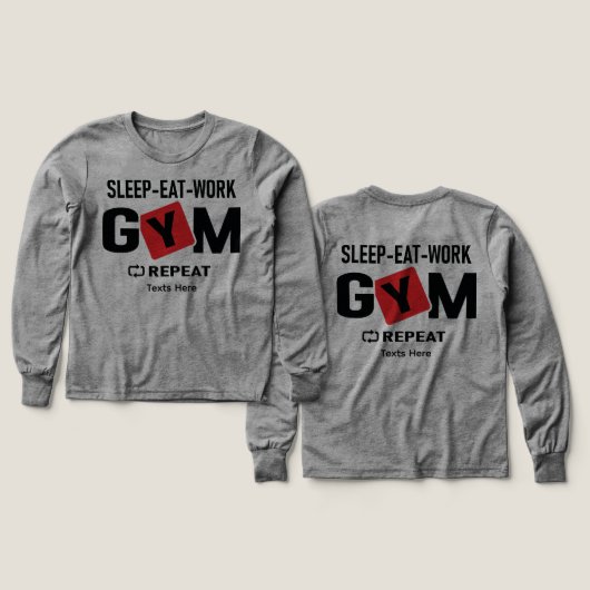 Sleep Eat Work Gym Repeat typography design (デザイン 正面＆背面)