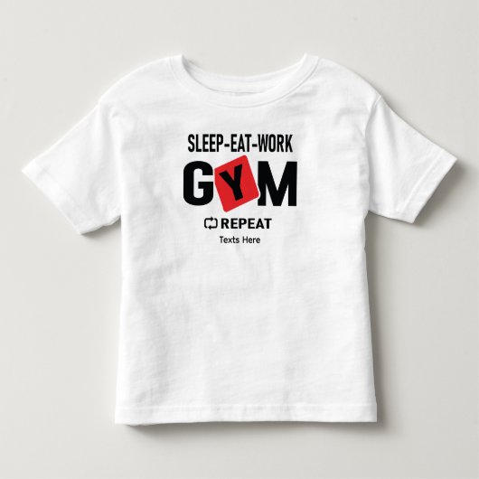 Sleep Eat Work Gym Repeat typography design トドラーTシャツ (正面)