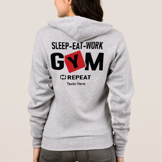 Sleep Eat Work Gym Repeat typography design パーカ (裏面)