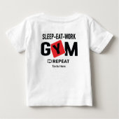 Sleep Eat Work Gym Repeat typography design ベビーTシャツ (裏面)