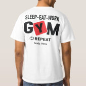 Sleep Eat Work Gym Repeat typography design Tシャツ (裏面)