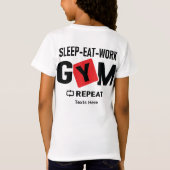 Sleep Eat Work Gym Repeat typography design Tシャツ (裏面)