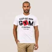 Sleep Eat Work Gym Repeat typography design Tシャツ (正面フル)