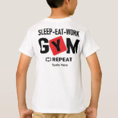 Sleep Eat Work Gym Repeat typography design Tシャツ (裏面)