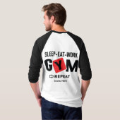 Sleep Eat Work Gym Repeat typography design Tシャツ (裏面フル)