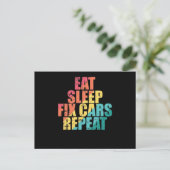 Sleep Fix食べ Cars Repeat Auto Mechaniker ポストカード (スタンド正面)