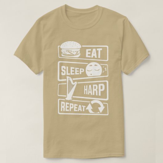 Sleep Harp食べリピーターのハープ文字列楽器(2) Tシャツ (デザイン正面)