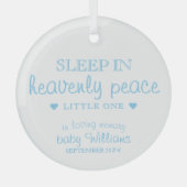 Sleep In Heavenly Peace Baby boy Loss Remembrance ガラスオーナメント (正面)
