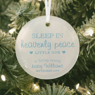 Sleep In Heavenly Peace Baby boy Loss Remembrance ガラスオーナメント