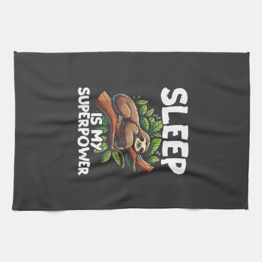 Sleep is My Superpower Sloth T-Shirt キッチンタオル (横)