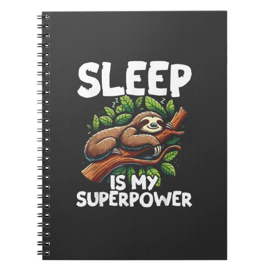 Sleep is My Superpower Sloth T-Shirt ノートブック (正面)