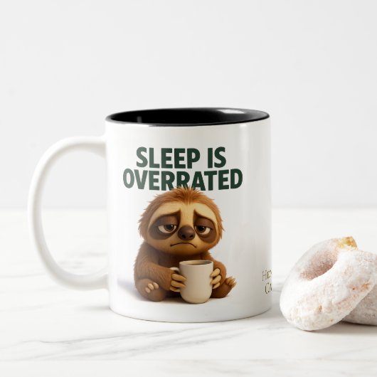Sleep Is Overrated – Funny New Parent Mug ツートーンマグカップ (ドーナツ)