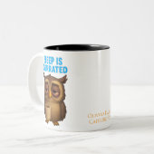 Sleep Is Overrated – Owl Funny New Parent Mug ツートーンマグカップ (正面左)